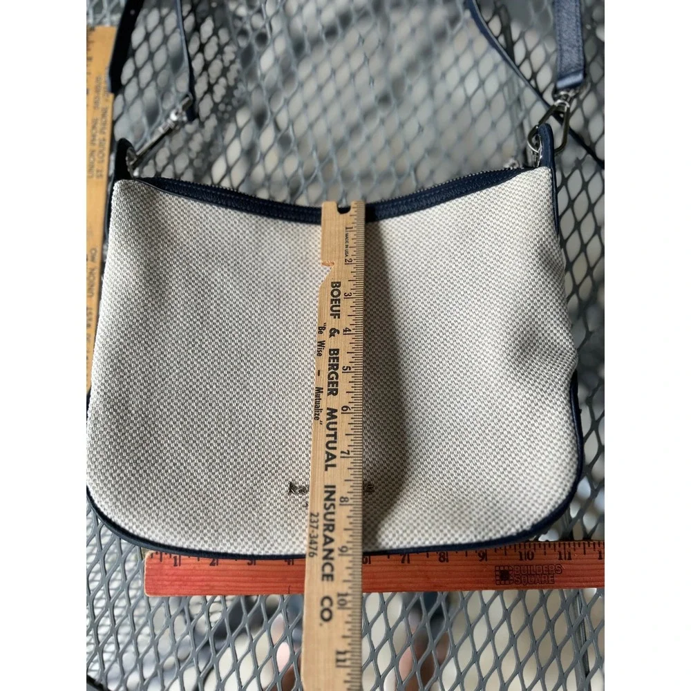 Kate Spade Rosie Canvas Leather Crossbody Shoulder Messenger Bag Navy Cream EUC